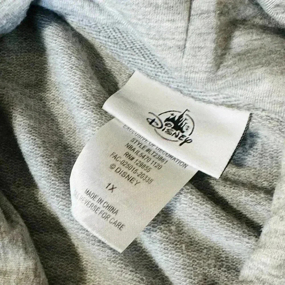 Disneyland Gray Pullover Hoodie 1X Sweatshirt Rainbow Castle Lightweight Hi-Low - Picture 4 of 4
